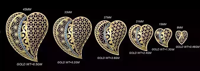 vrpnd2751 gold plated heart pendants