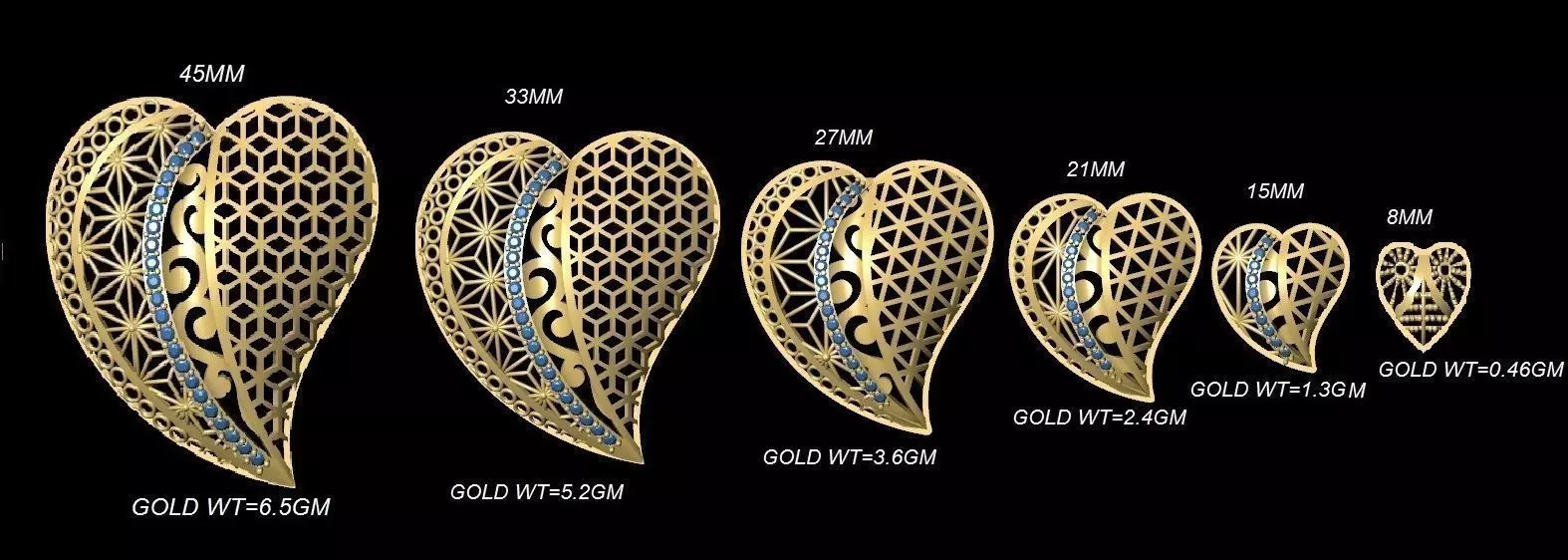 vrpnd2751 gold plated heart pendants 3D print model_0