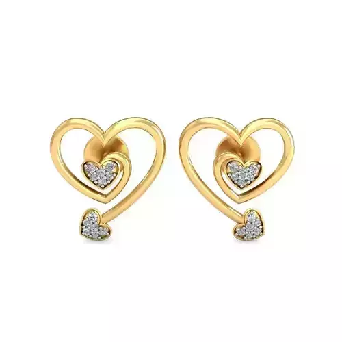 JRE3004 two heart shaped diamonds gold