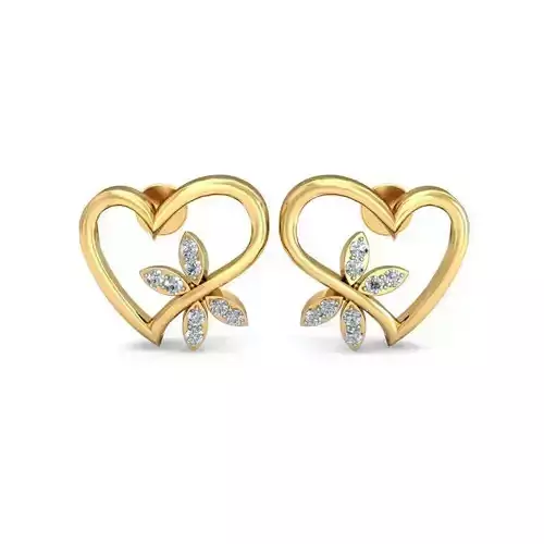 JRE3001 diamond heart shaped pendant gold