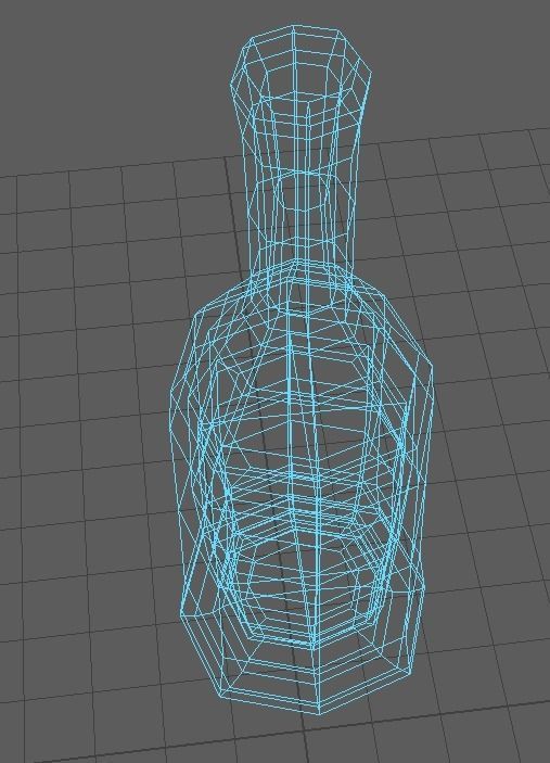 simple wine bottle Low-poly 3D model_4