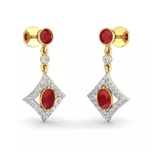 Erring 7 earring with ruby and diamonds