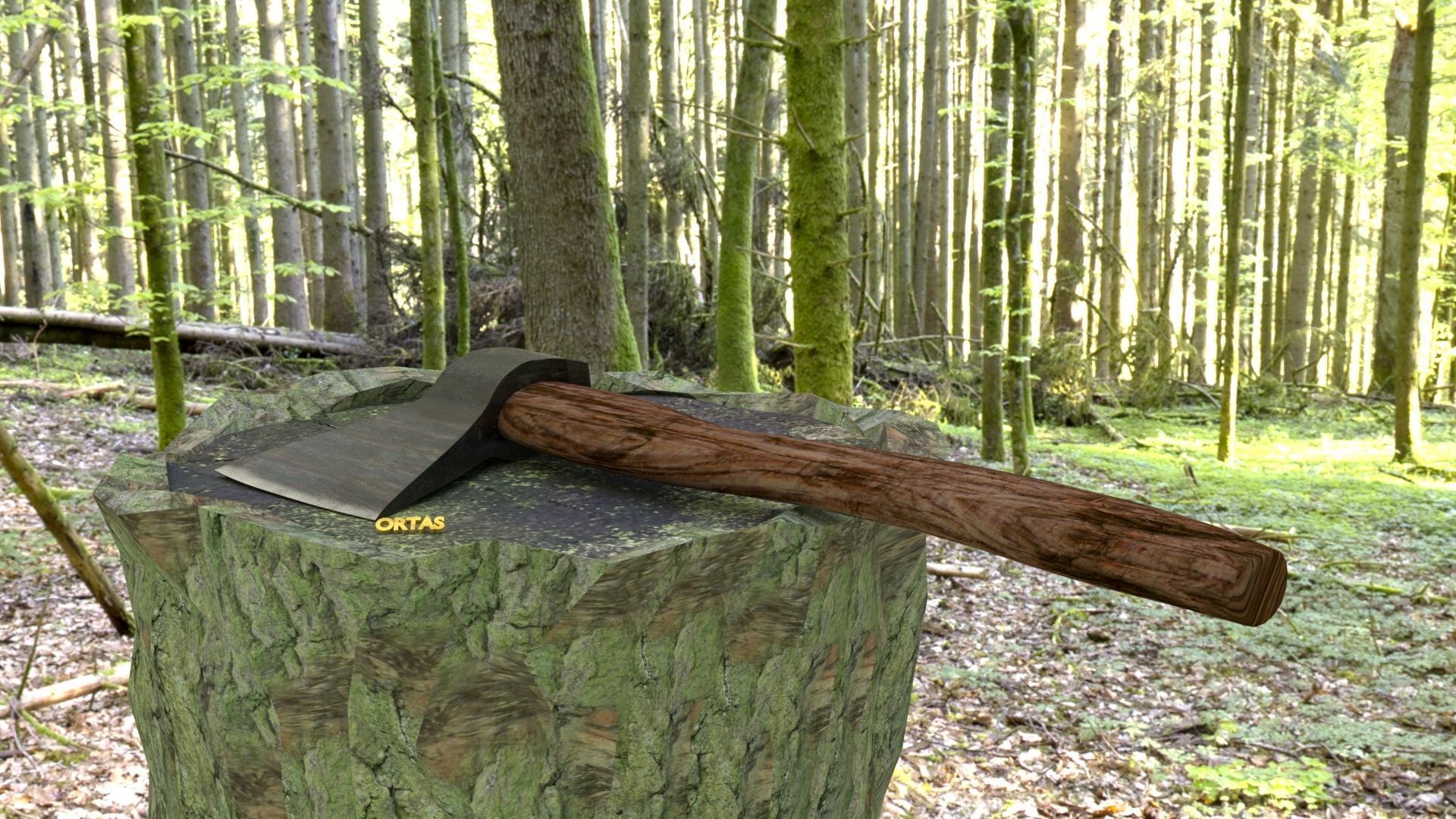 ORTAS AXE NO 9 REALISTIC GAME READY AXE 3D PRINTABLE 3D print model_2