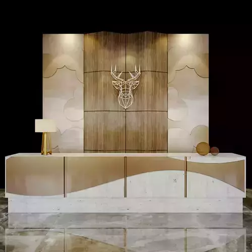 Reception cabinet with doors and drawers 3D model
