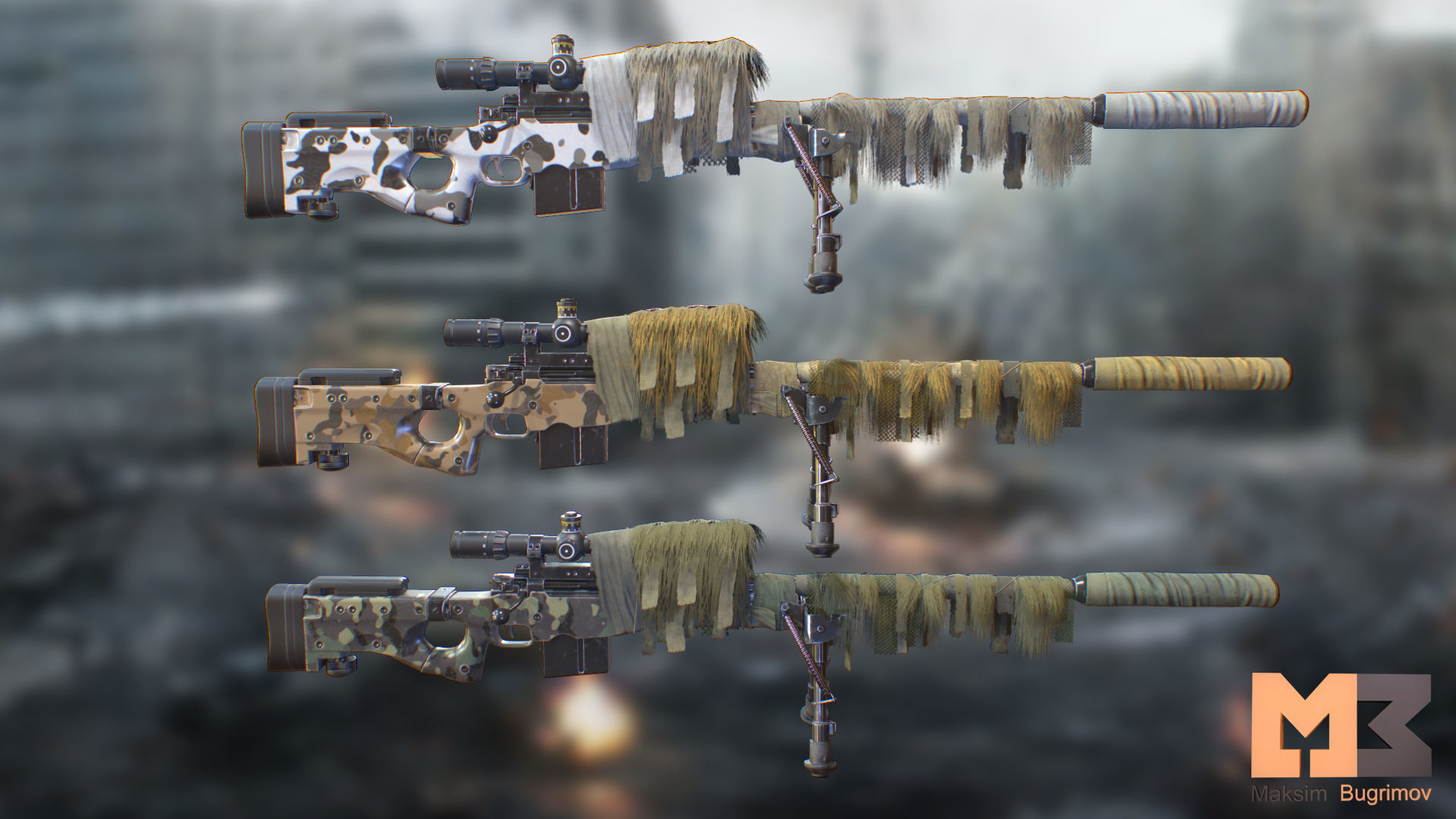 PBR Weapons pack  Low-poly 3D model_1