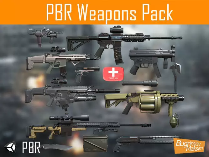 PBR Weapons pack  Low-poly 3D model_0