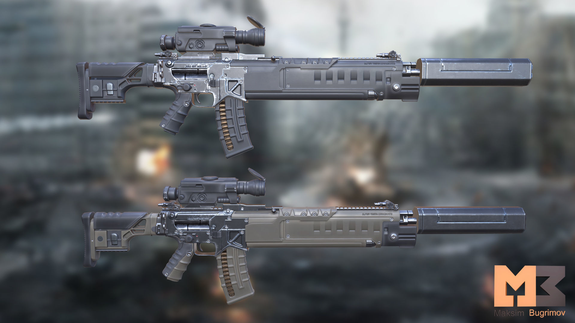 PBR Weapons pack  Low-poly 3D model_2