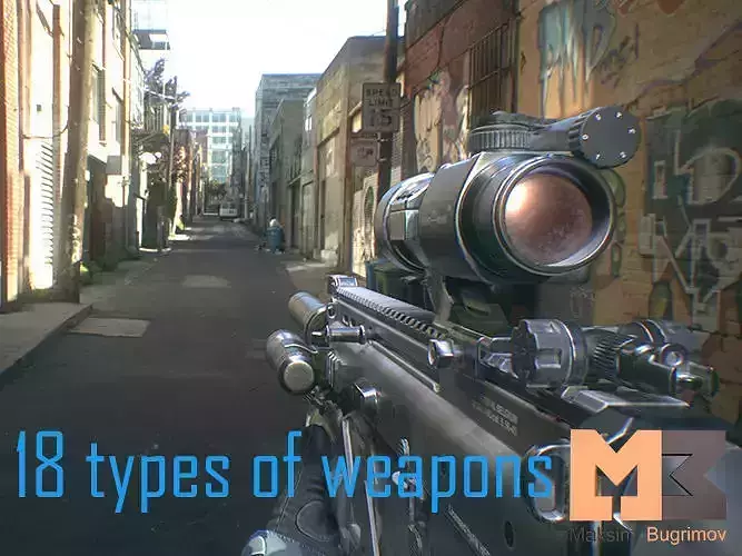Animated Hands and Weapons Pack Low-poly 3D model