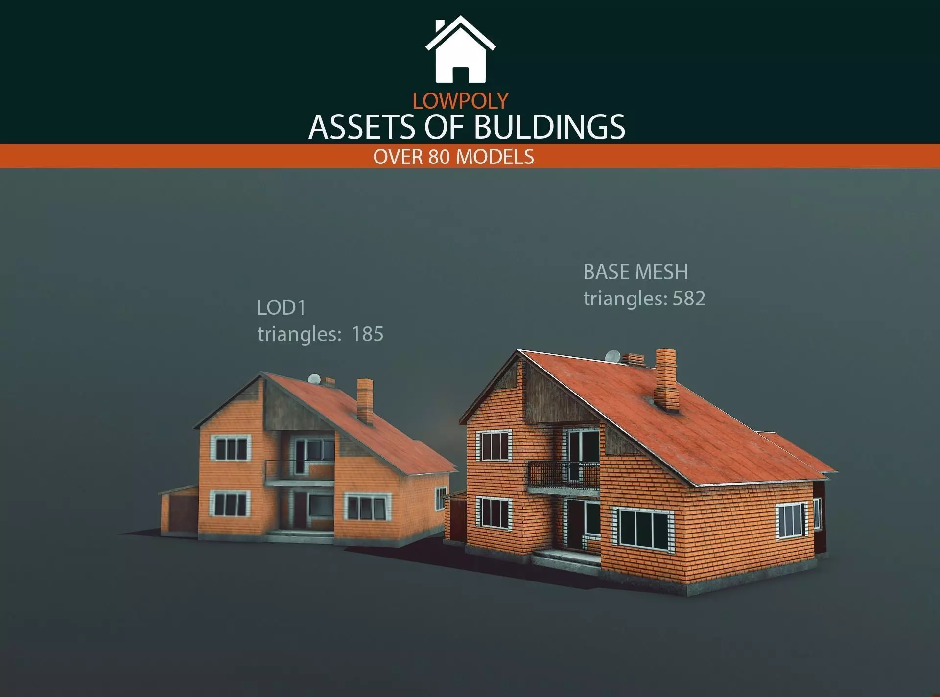 Buildings Pack Low-poly 3D model_0