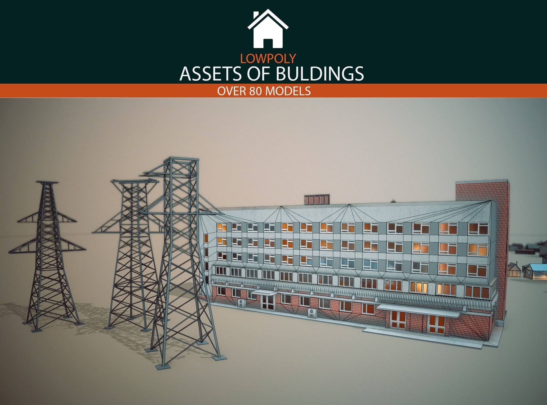 Buildings Pack Low-poly 3D model_3