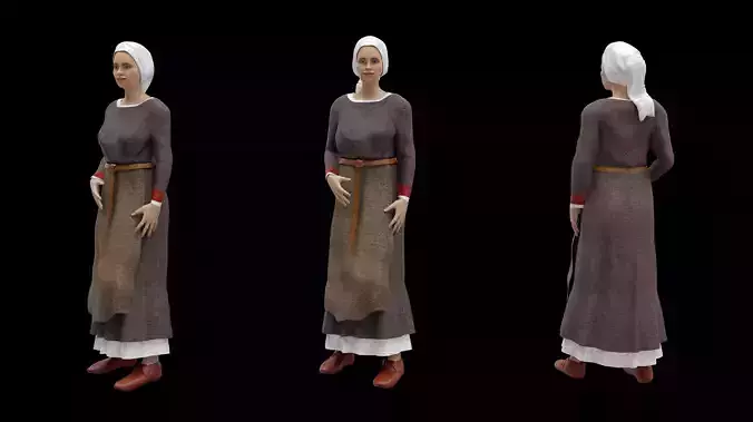 Medieval Woman 3D model with textures