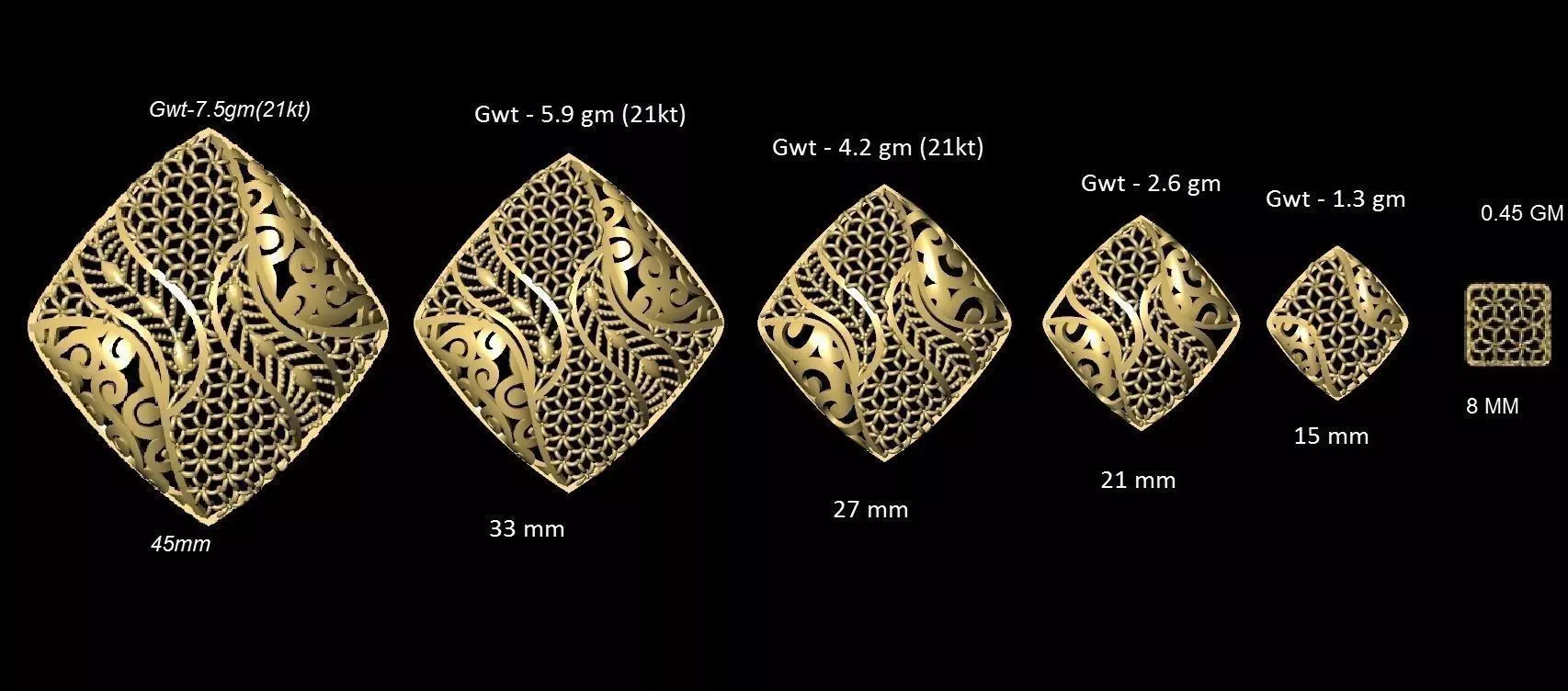 VRPND2566 set of gold plated pendants 3D print model_0