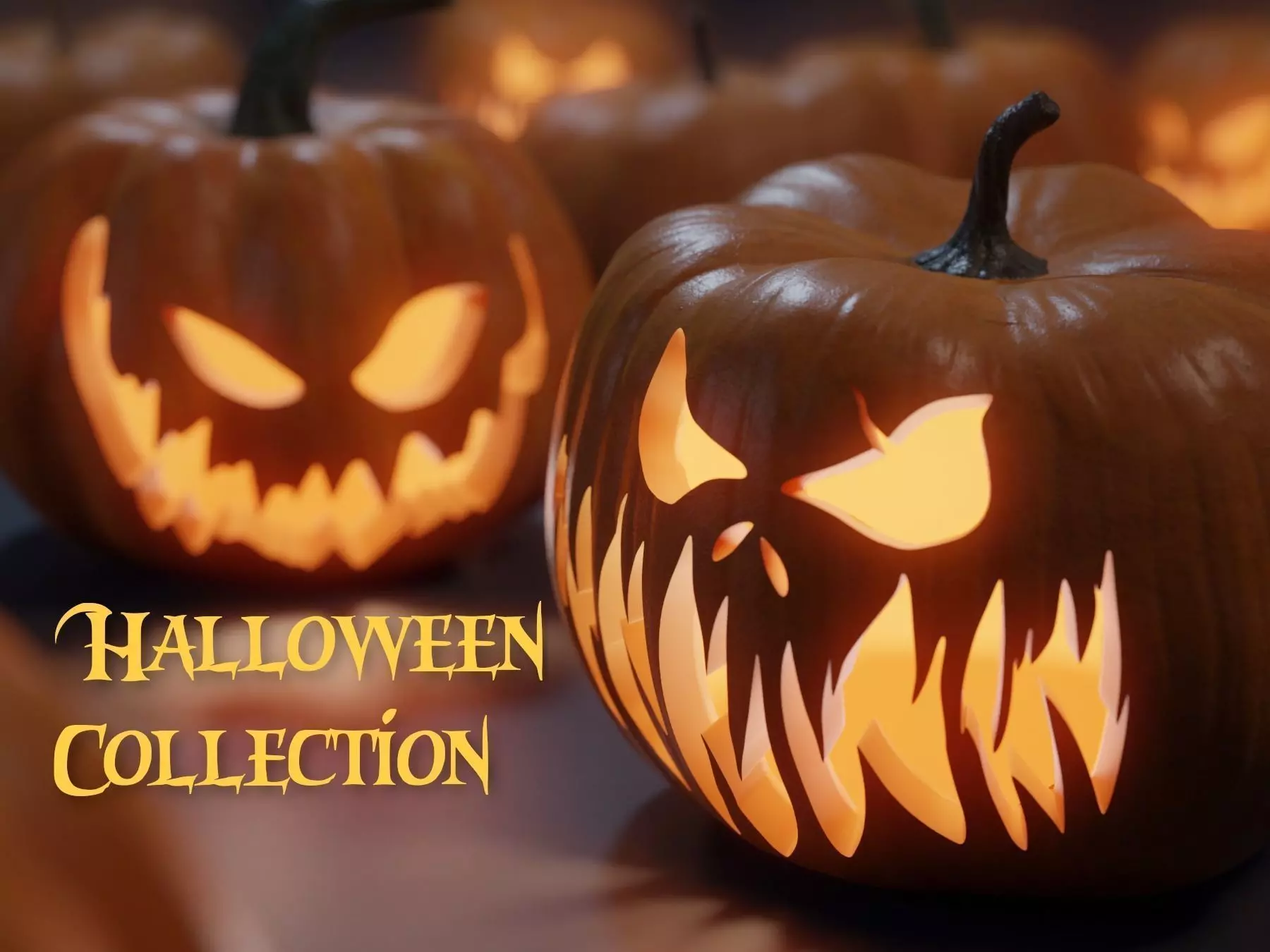 Halloween Pumpkins 3D Model Collection_0