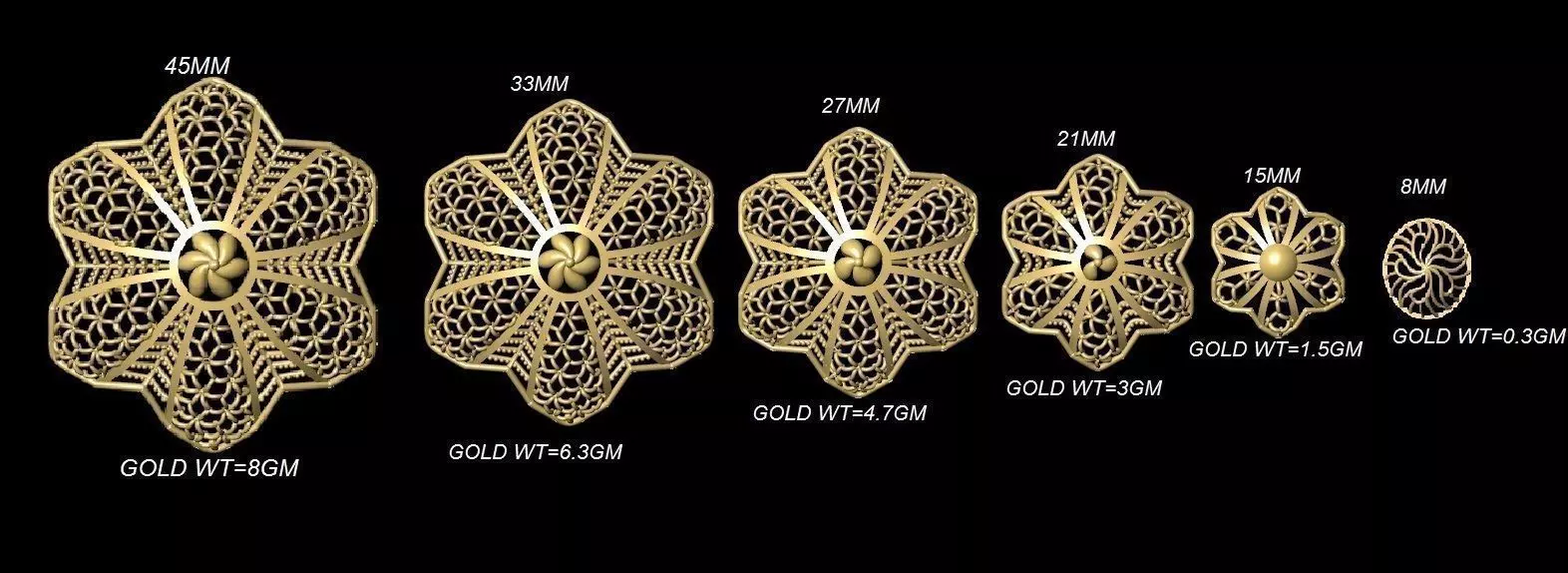 VRPND2364 gold ring size chart 3D print model_0