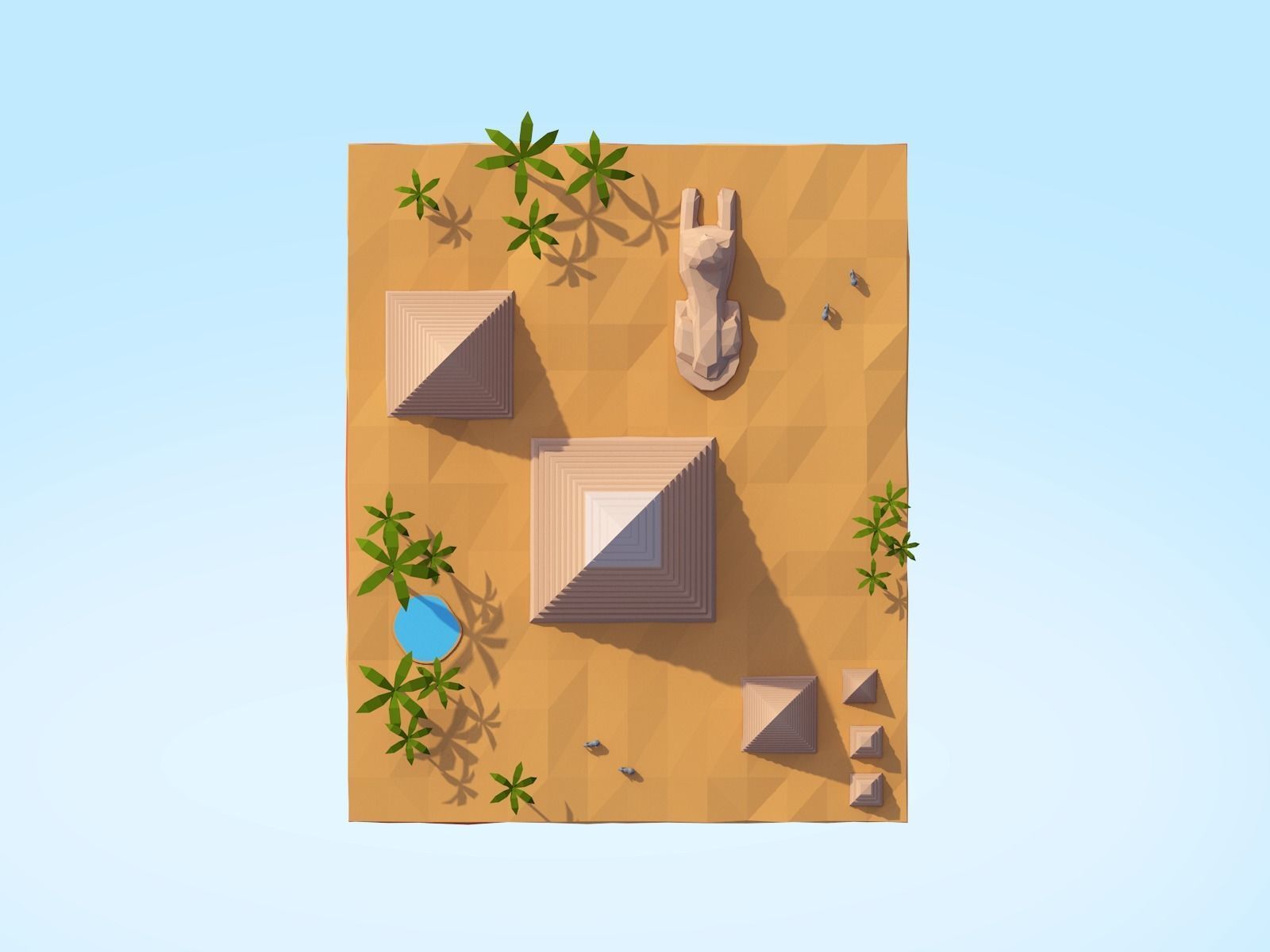 Low Poly Egipt Piramids Landmark Low-poly 3D model_5