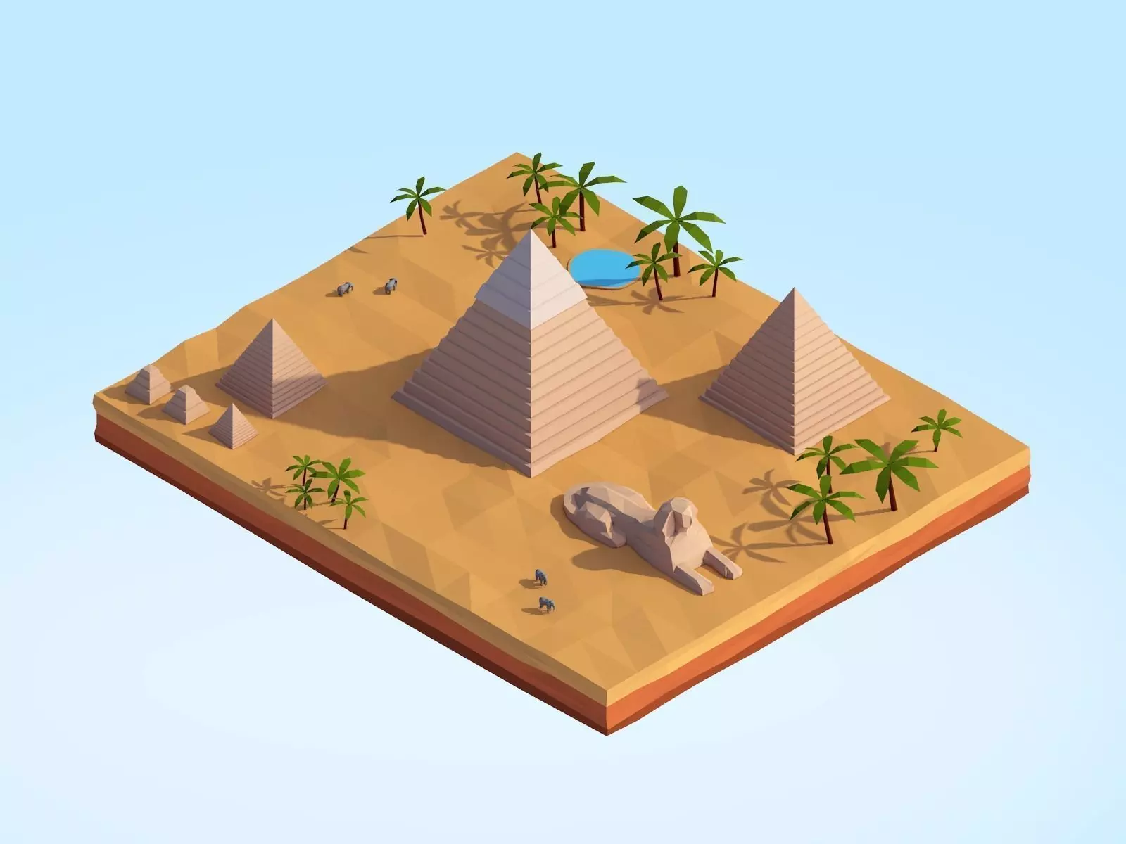 Low Poly Egipt Piramids Landmark Low-poly 3D model_0