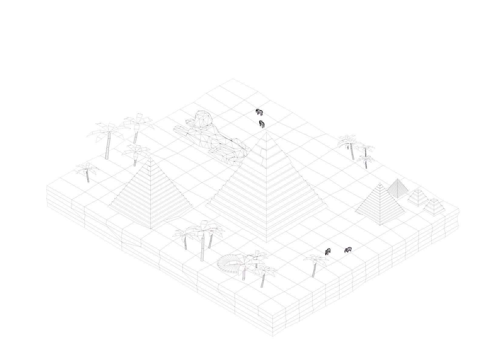 Low Poly Egipt Piramids Landmark Low-poly 3D model_3