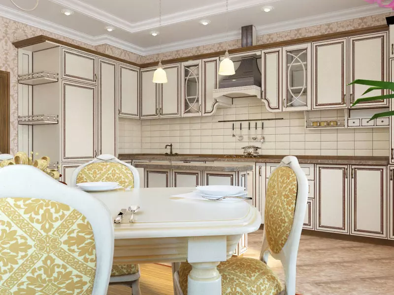 Interior home kitchen scene 3D model_0