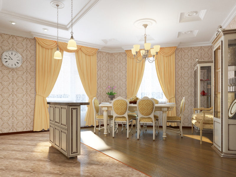 Interior home kitchen scene 3D model_3