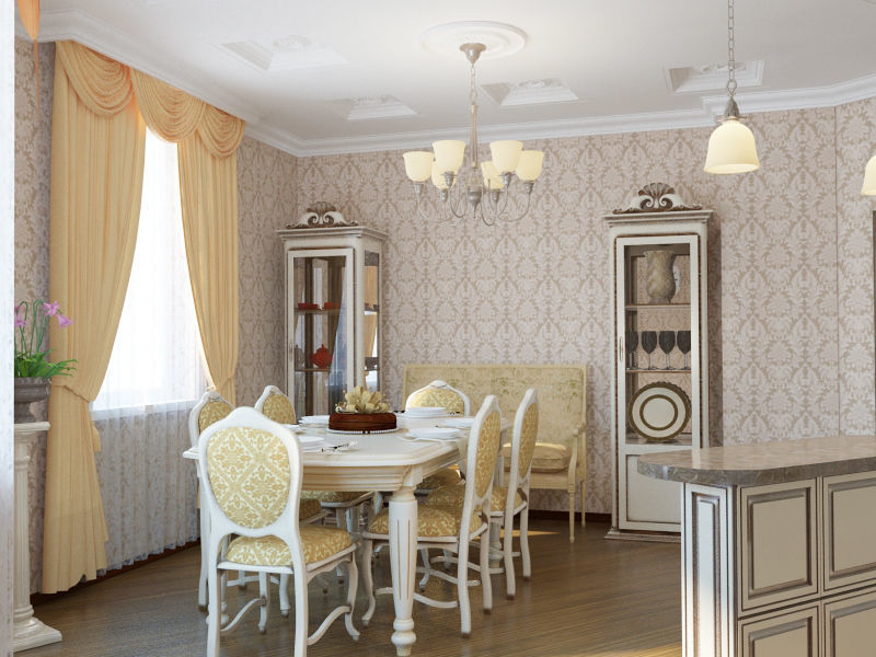 Interior home kitchen scene 3D model_6