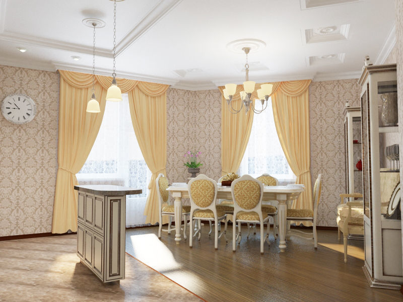 Interior home kitchen scene 3D model_5