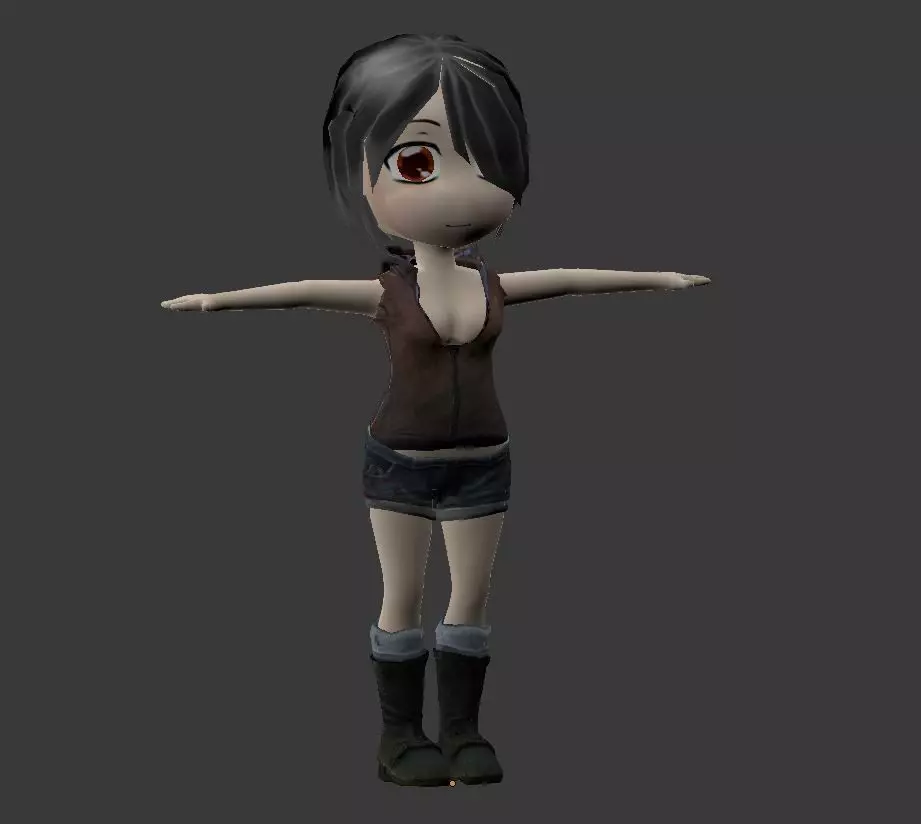 Chibi Girl with Outfit Free low-poly 3D model_0