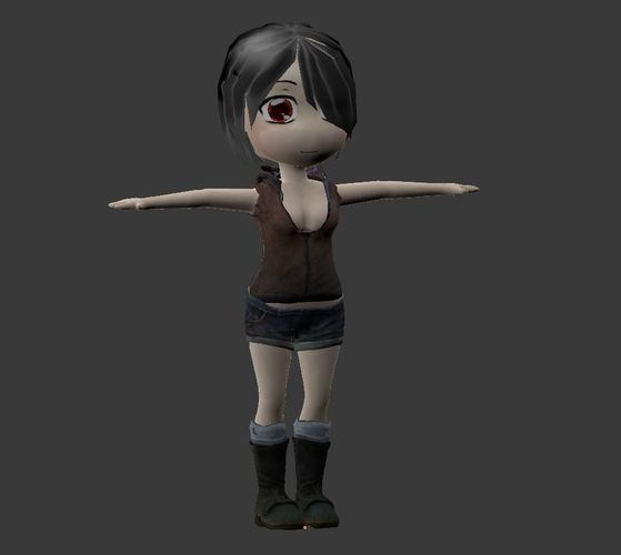 Chibi Girl with Outfit Free low-poly 3D model
