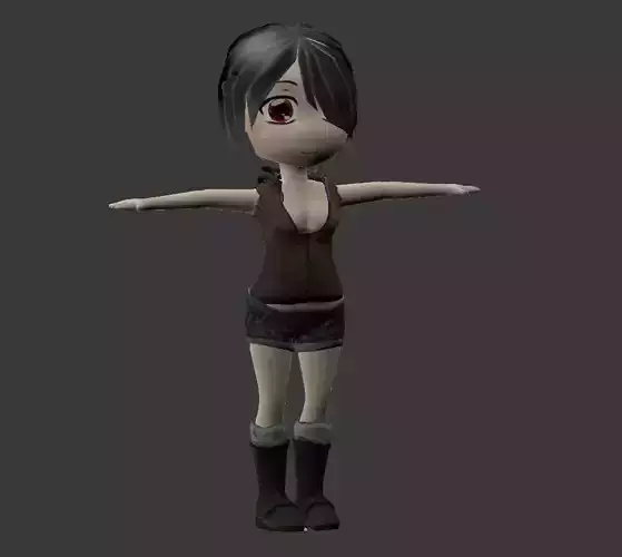Chibi Girl with Outfit Free low-poly 3D model