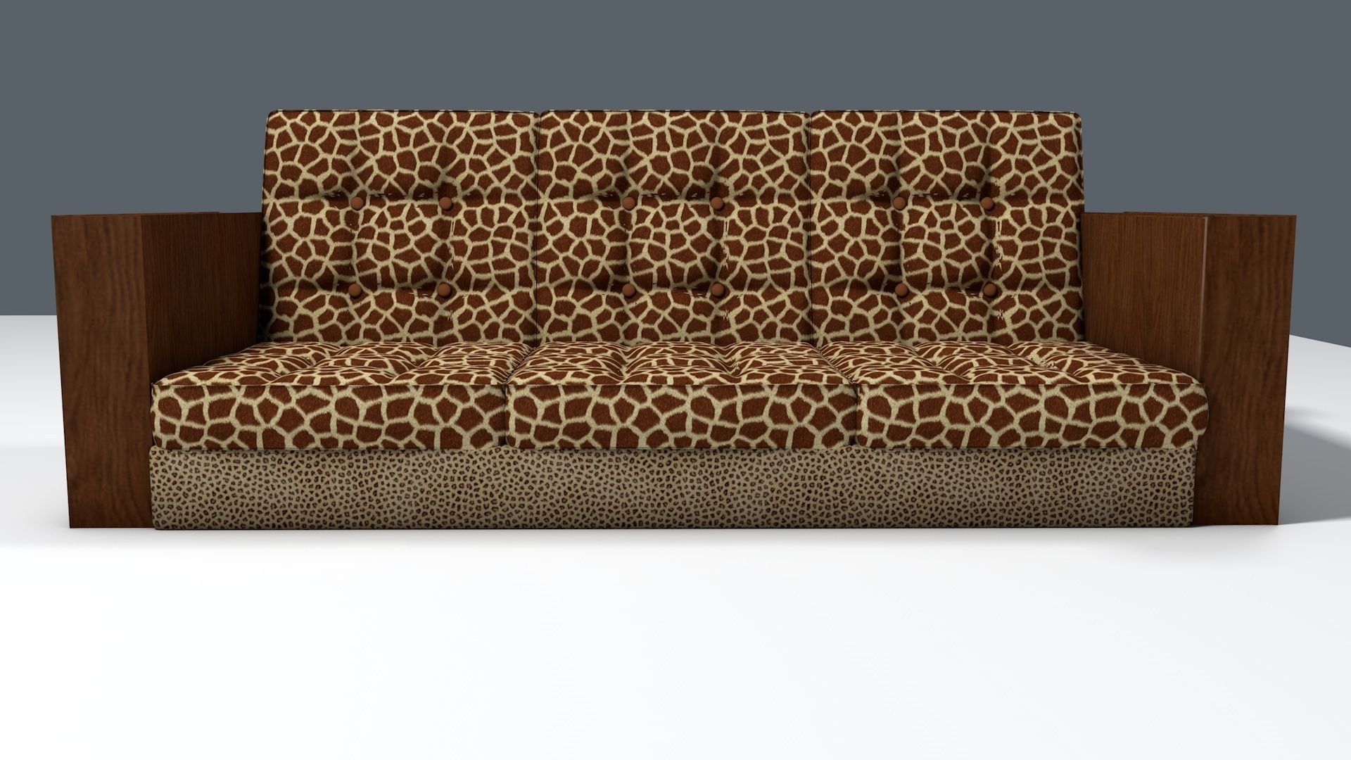 Giraffe and Leopard fur retro sofa Free 3D model_11