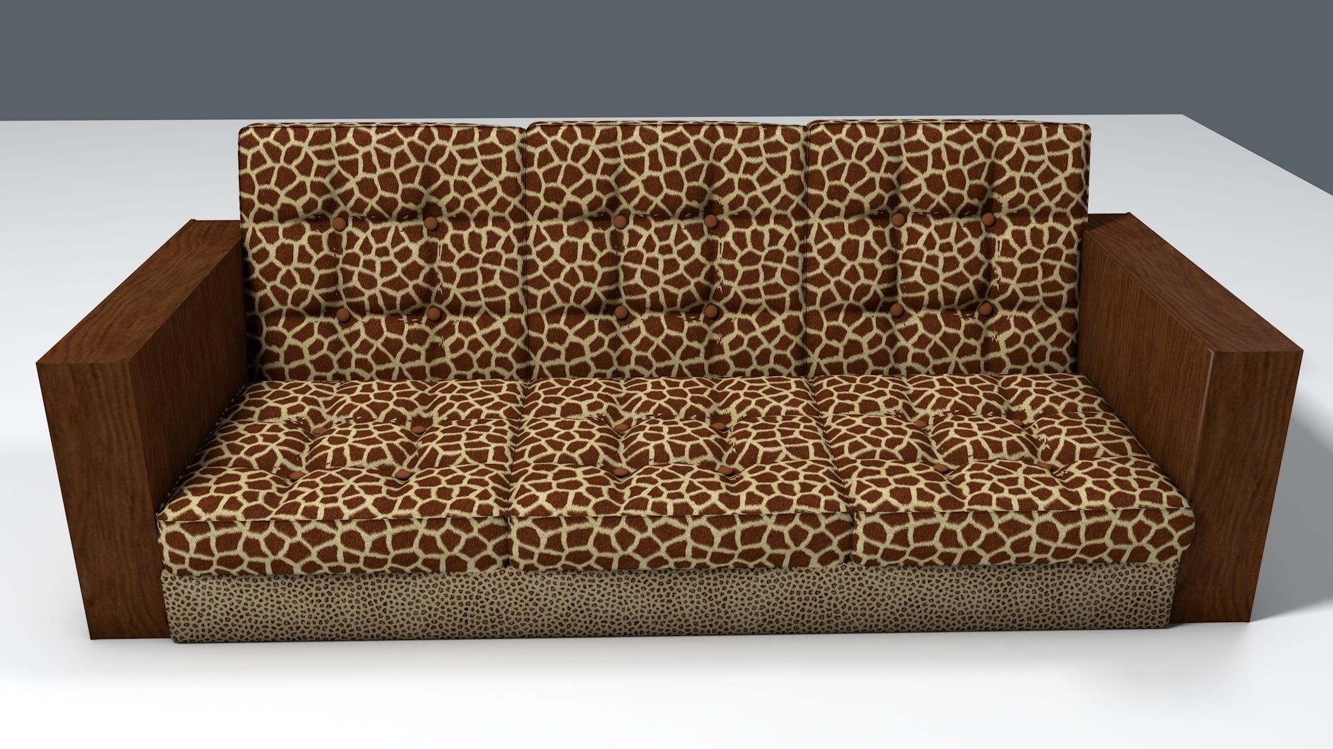Giraffe and Leopard fur retro sofa Free 3D model_5