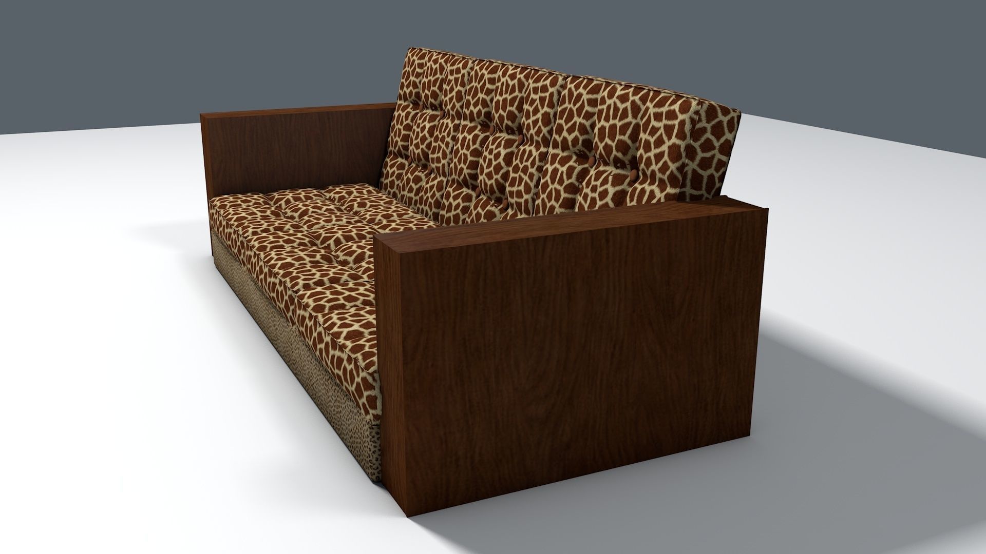 Giraffe and Leopard fur retro sofa Free 3D model_3
