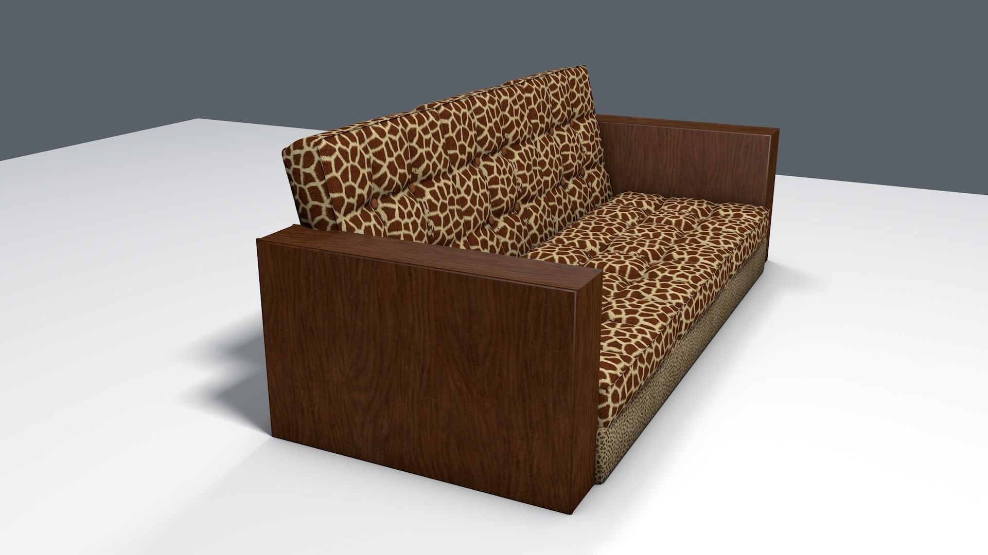 Giraffe and Leopard fur retro sofa Free 3D model_2