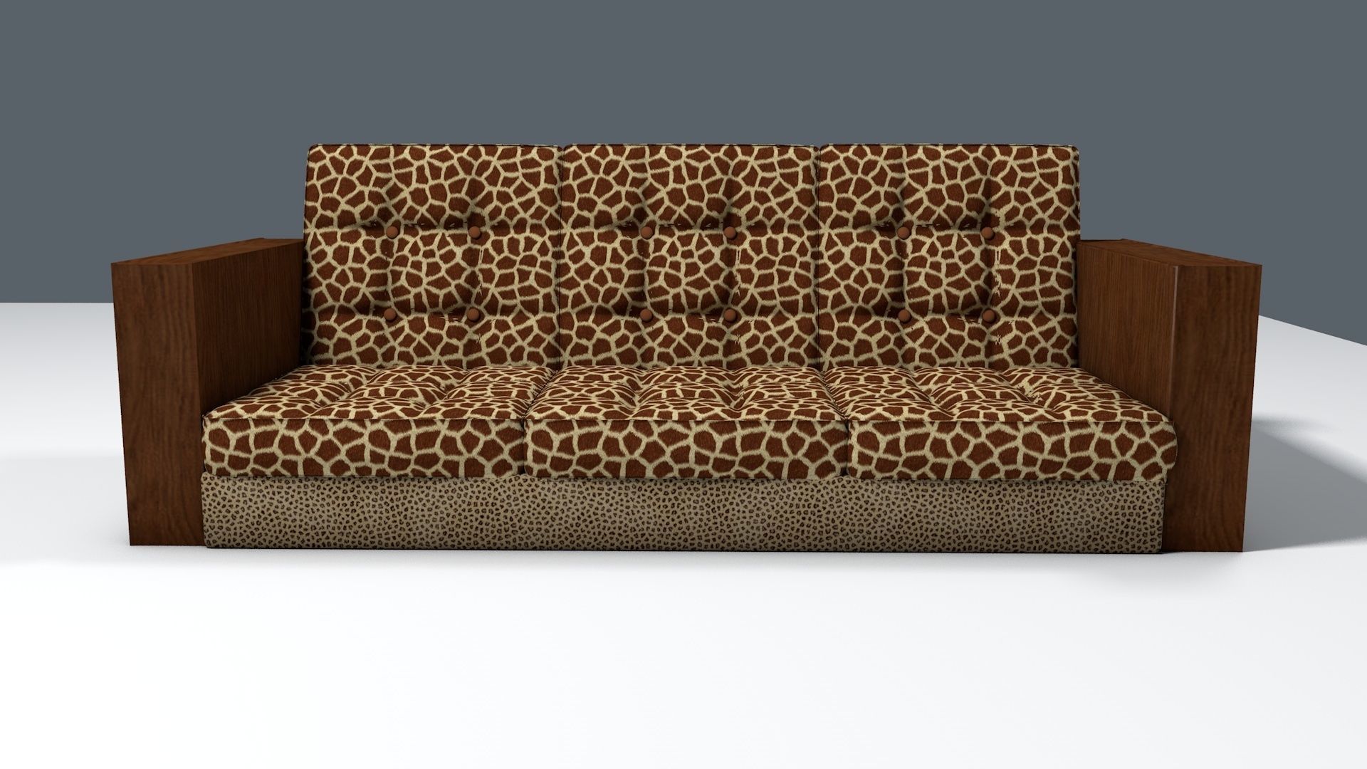 Giraffe and Leopard fur retro sofa Free 3D model_8
