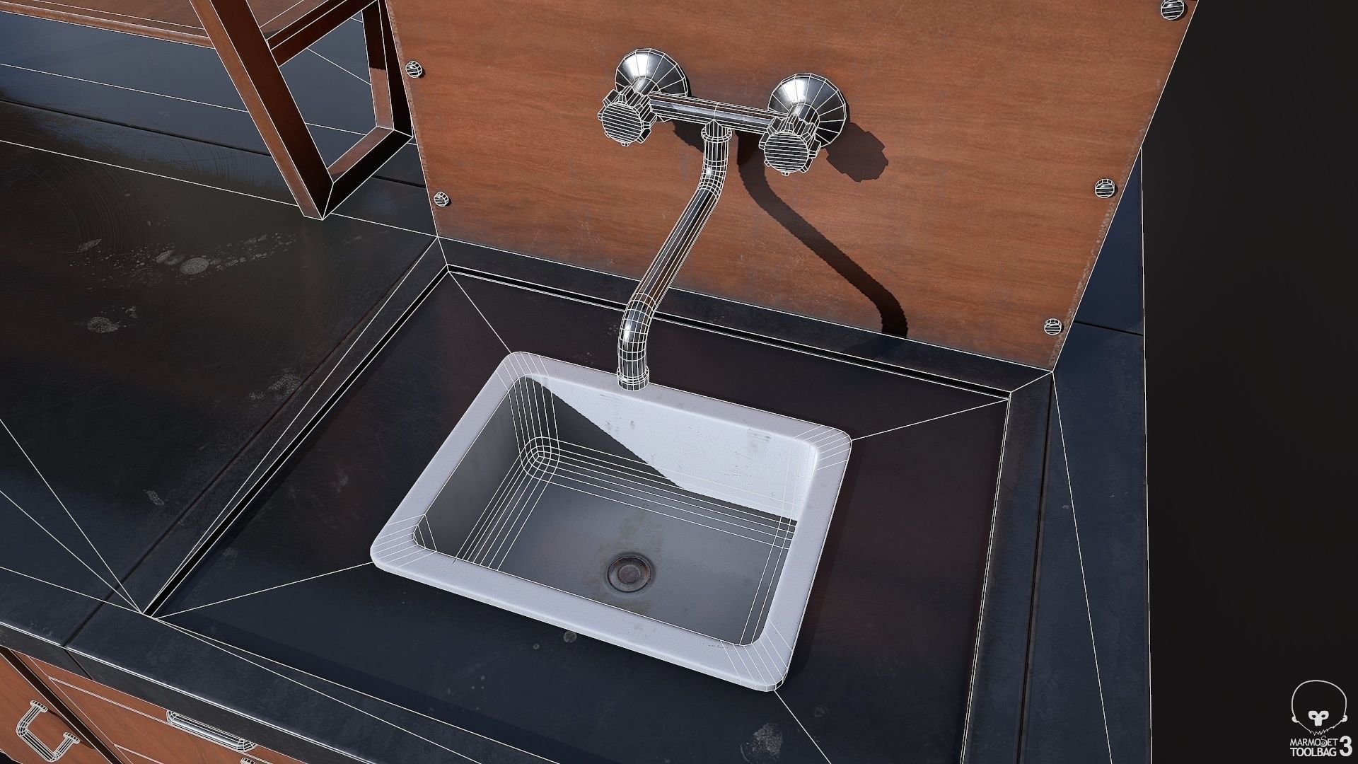 Laboratory Table Low-poly 3D model_9