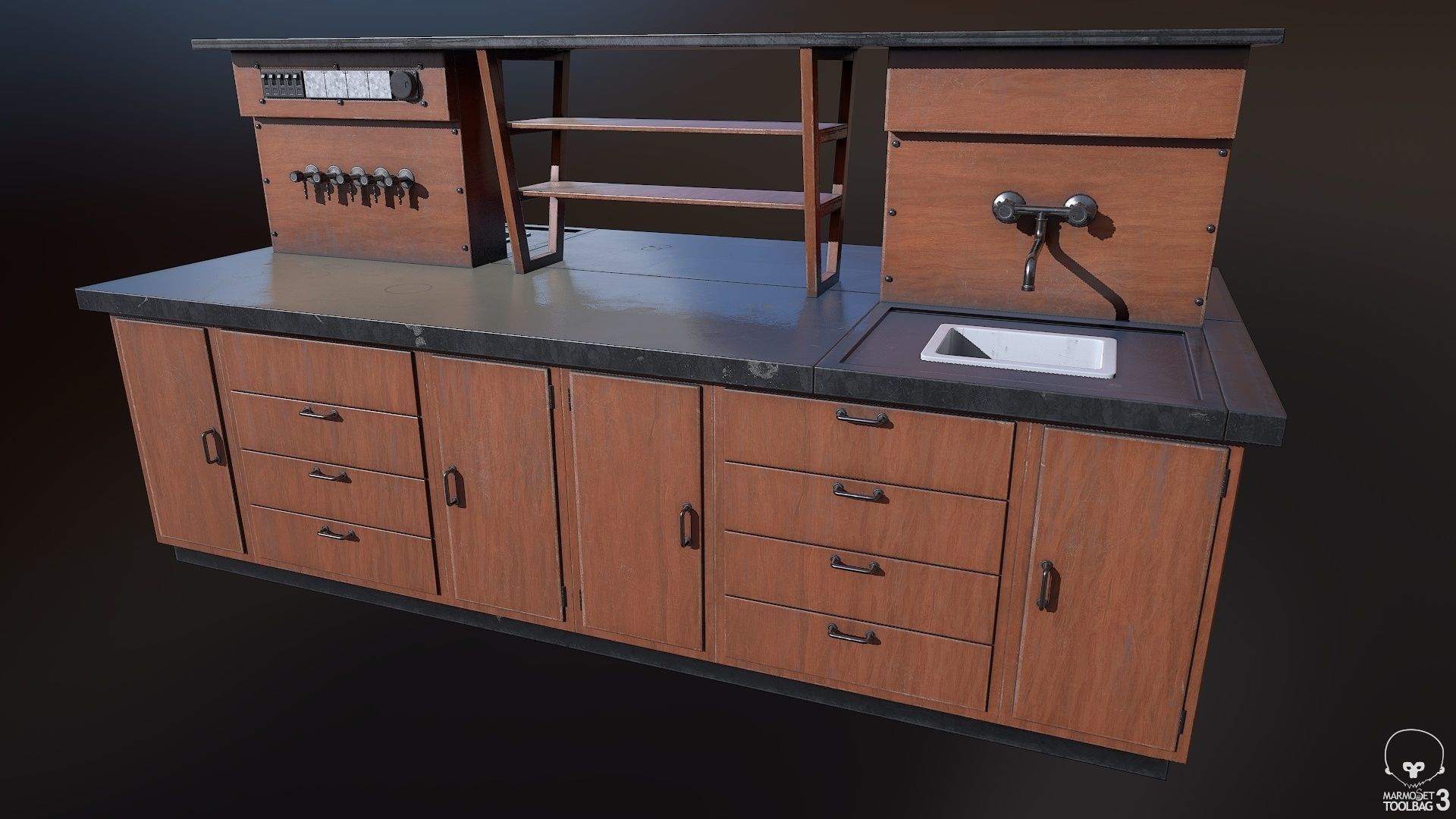 Laboratory Table Low-poly 3D model_2