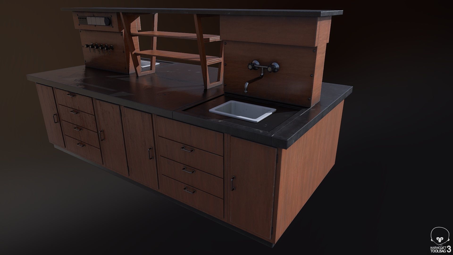 Laboratory Table Low-poly 3D model_6
