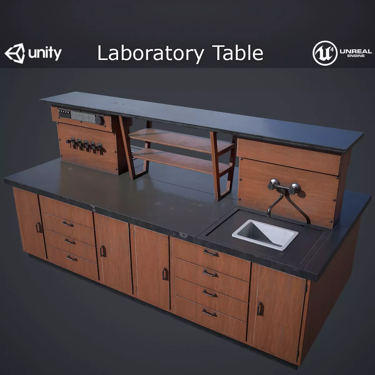 Laboratory Table Low-poly 3D model_0