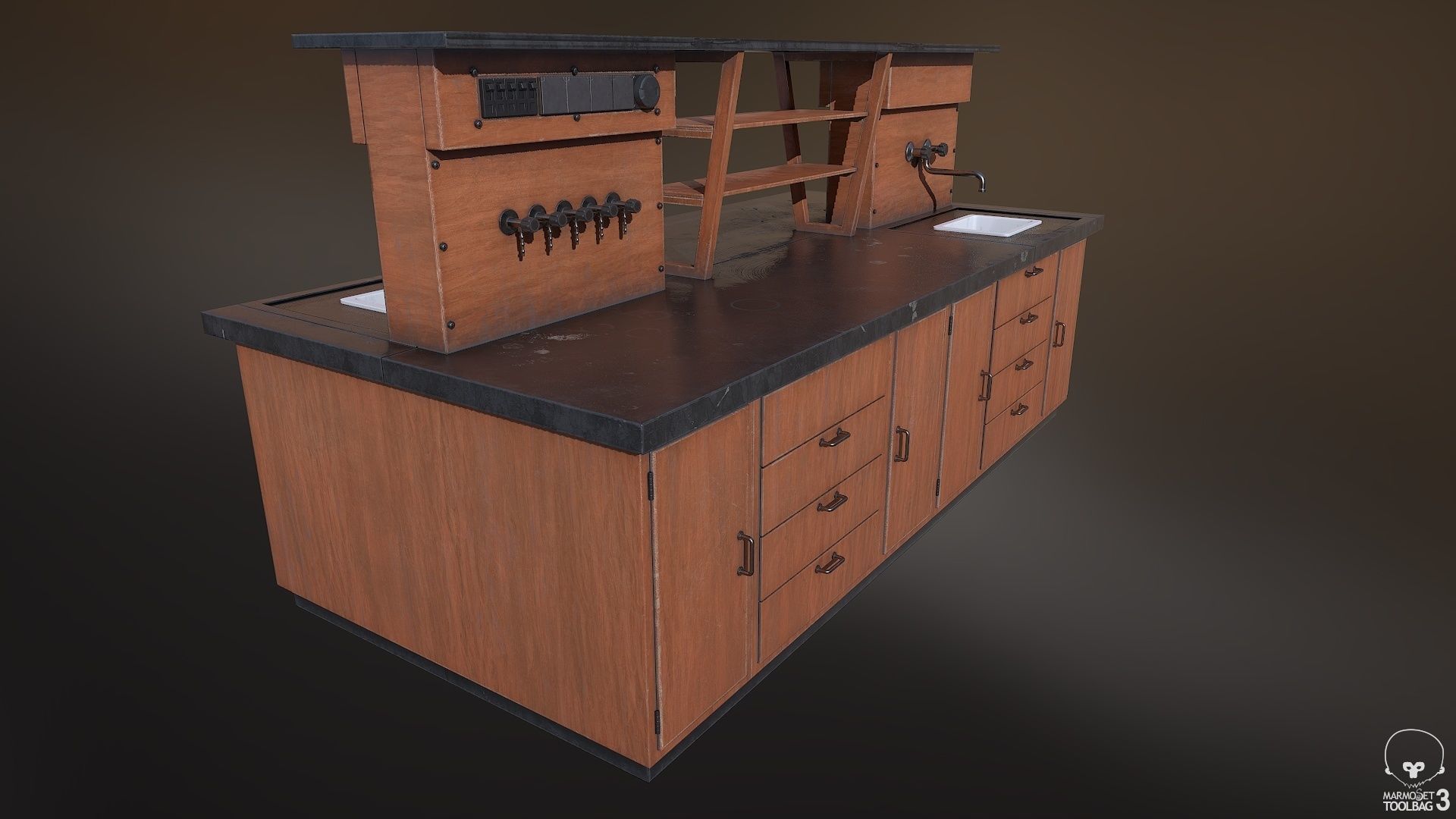 Laboratory Table Low-poly 3D model_4
