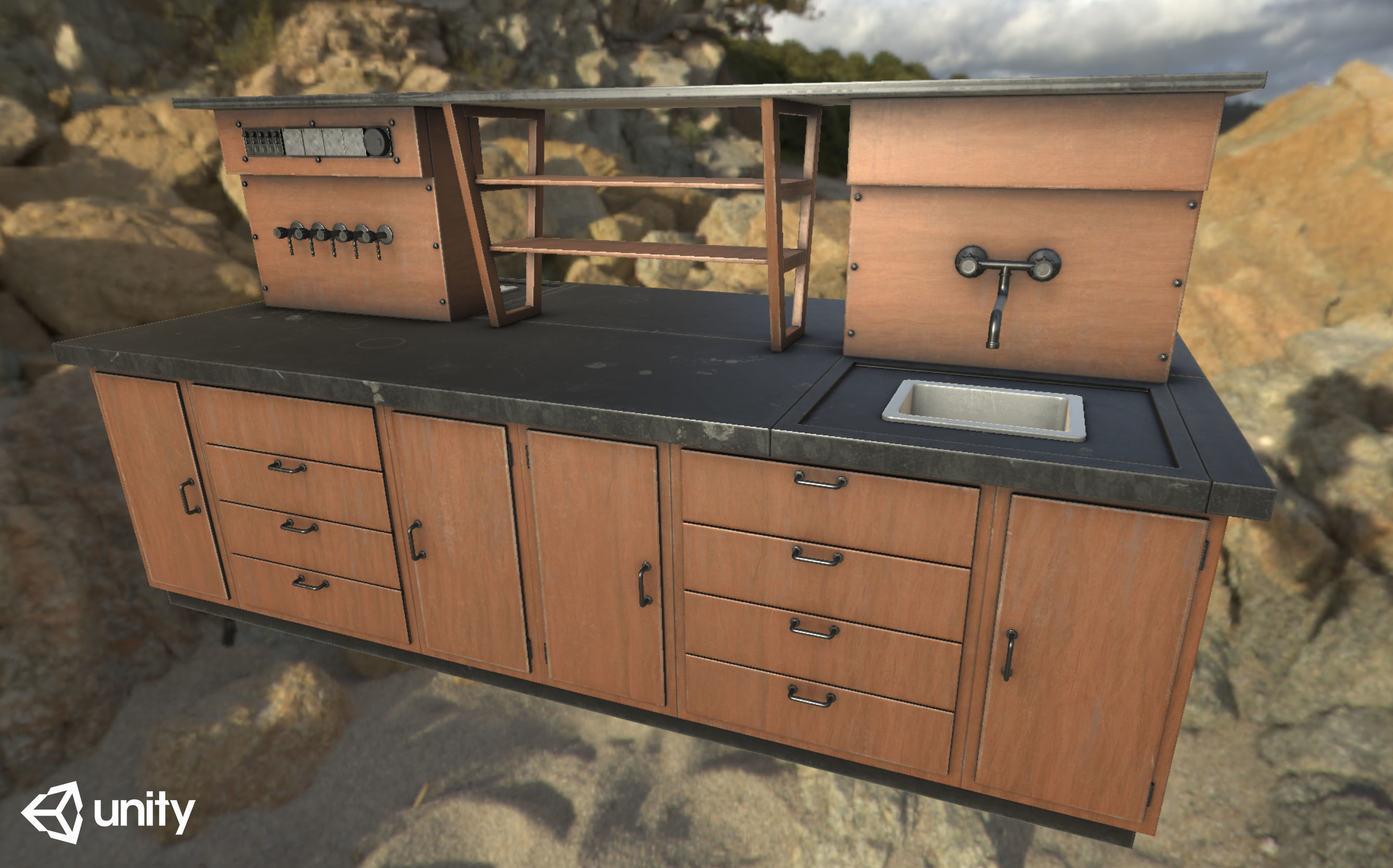 Laboratory Table Low-poly 3D model_12