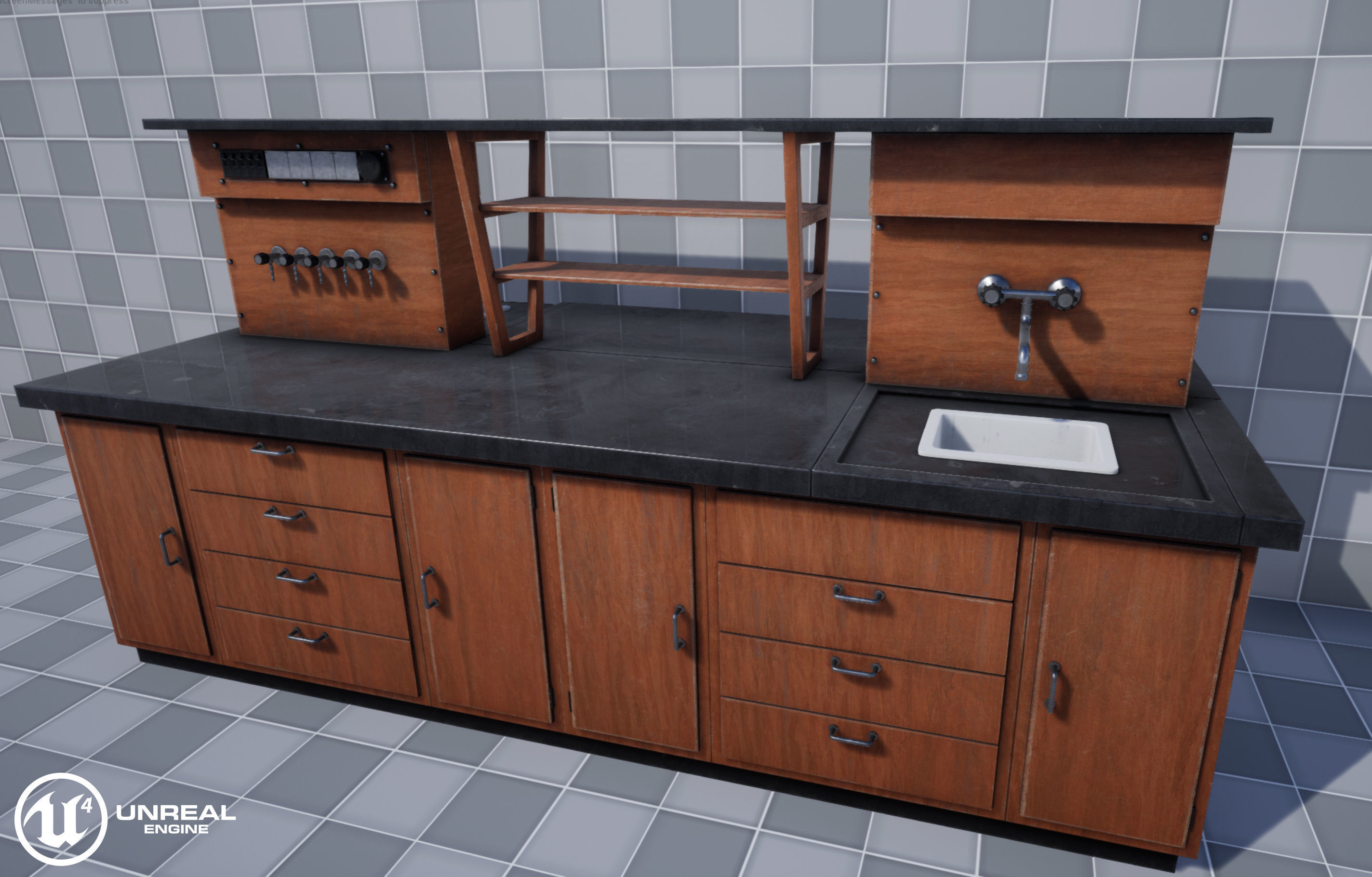 Laboratory Table Low-poly 3D model_11