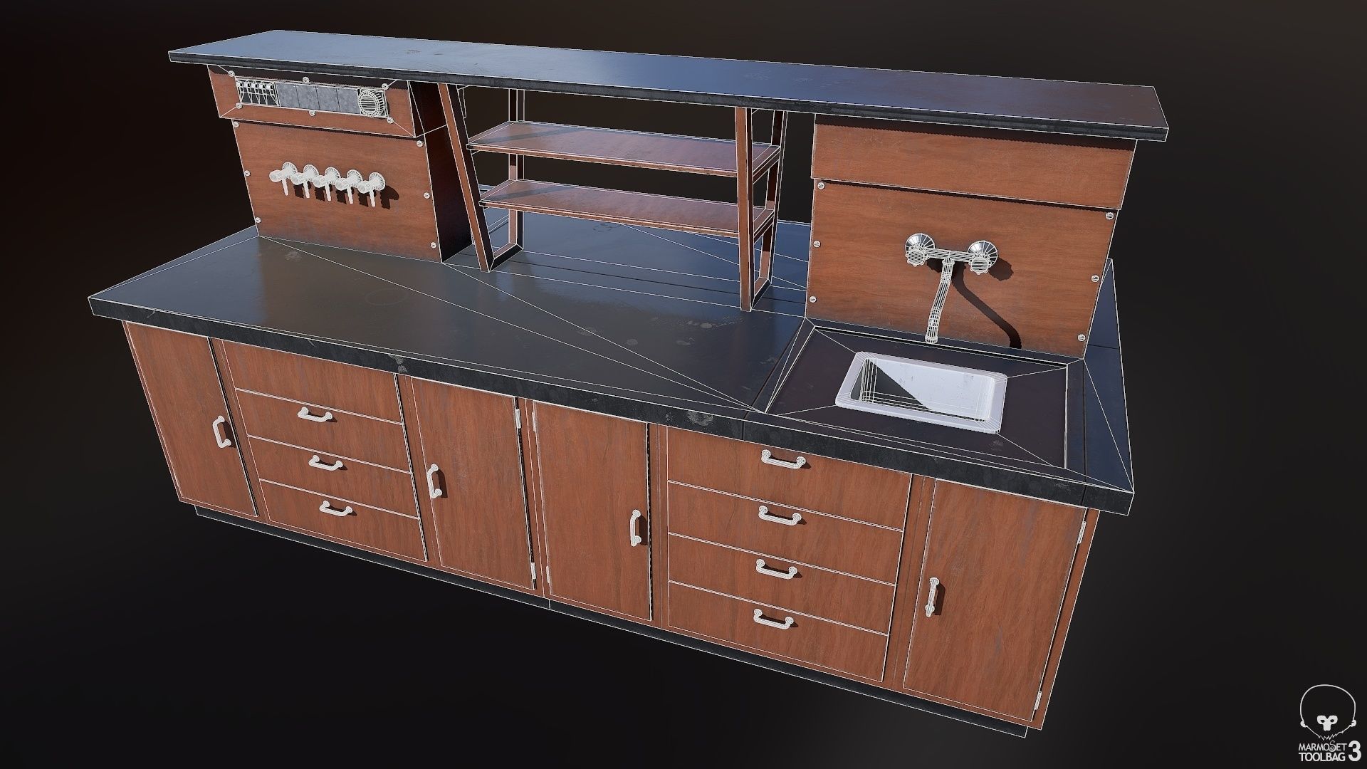 Laboratory Table Low-poly 3D model_8