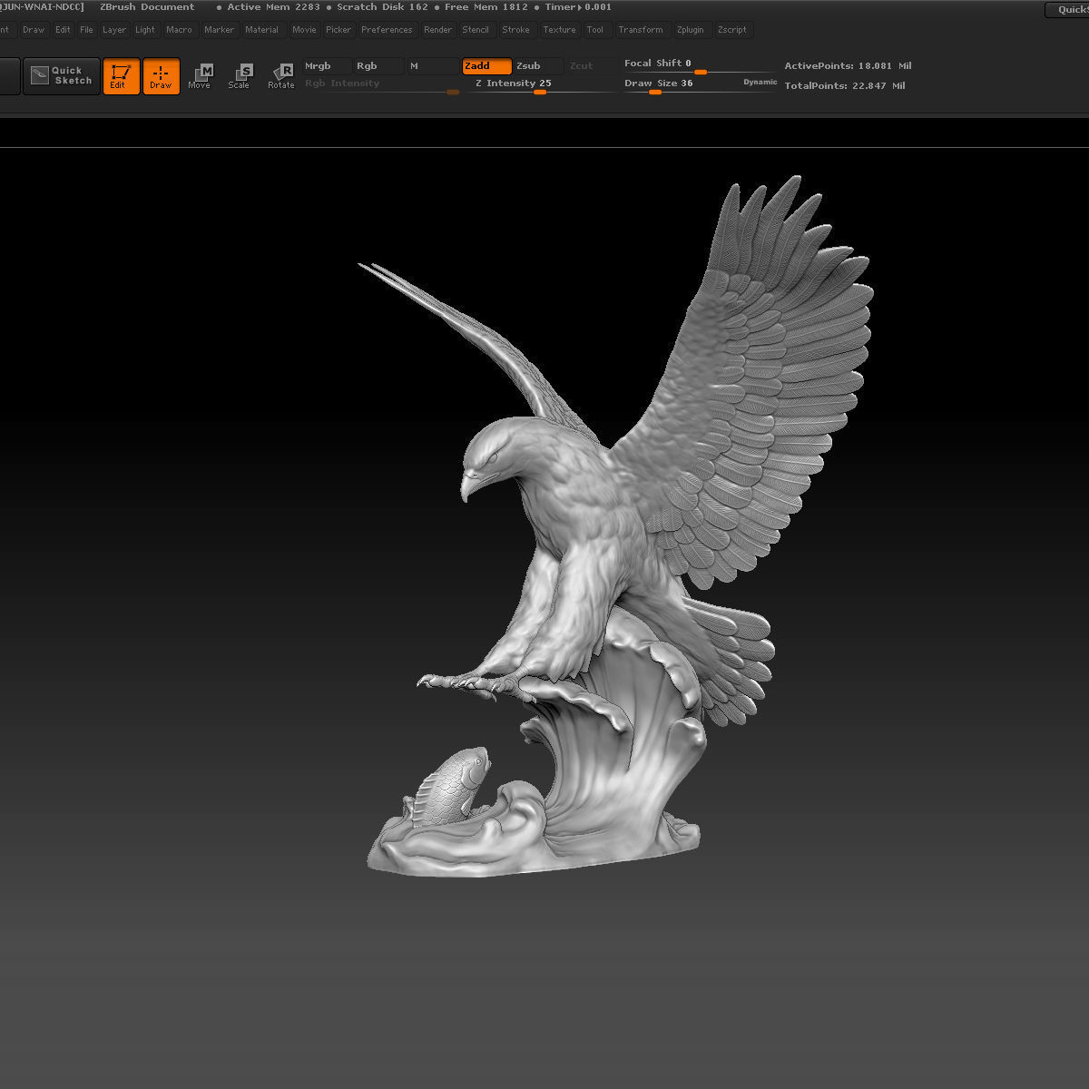 eagle statue 3D model_13