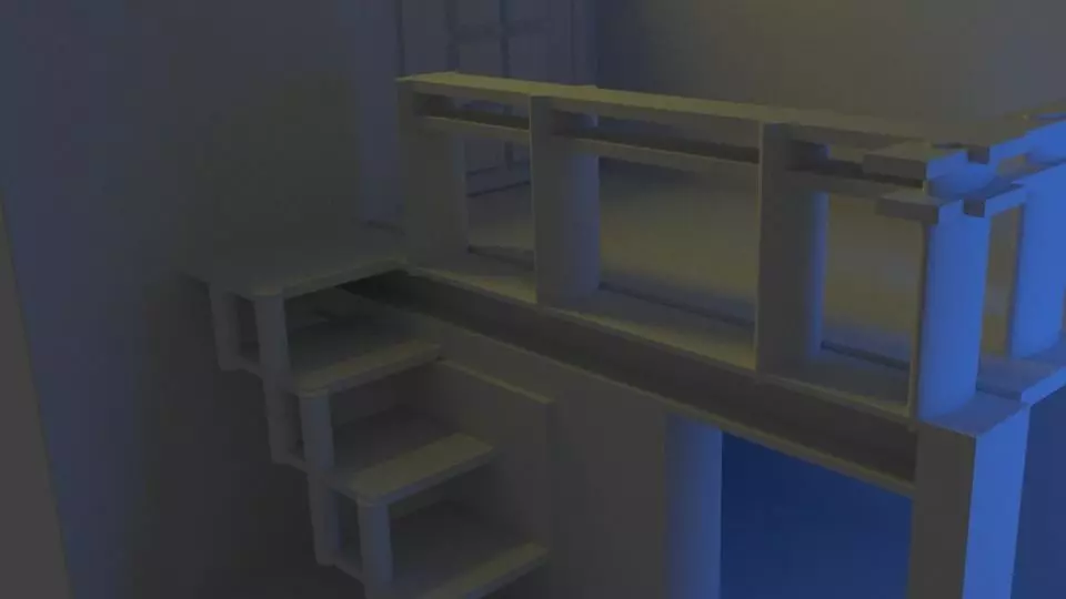 ministore room with stairs in it 3D model_0