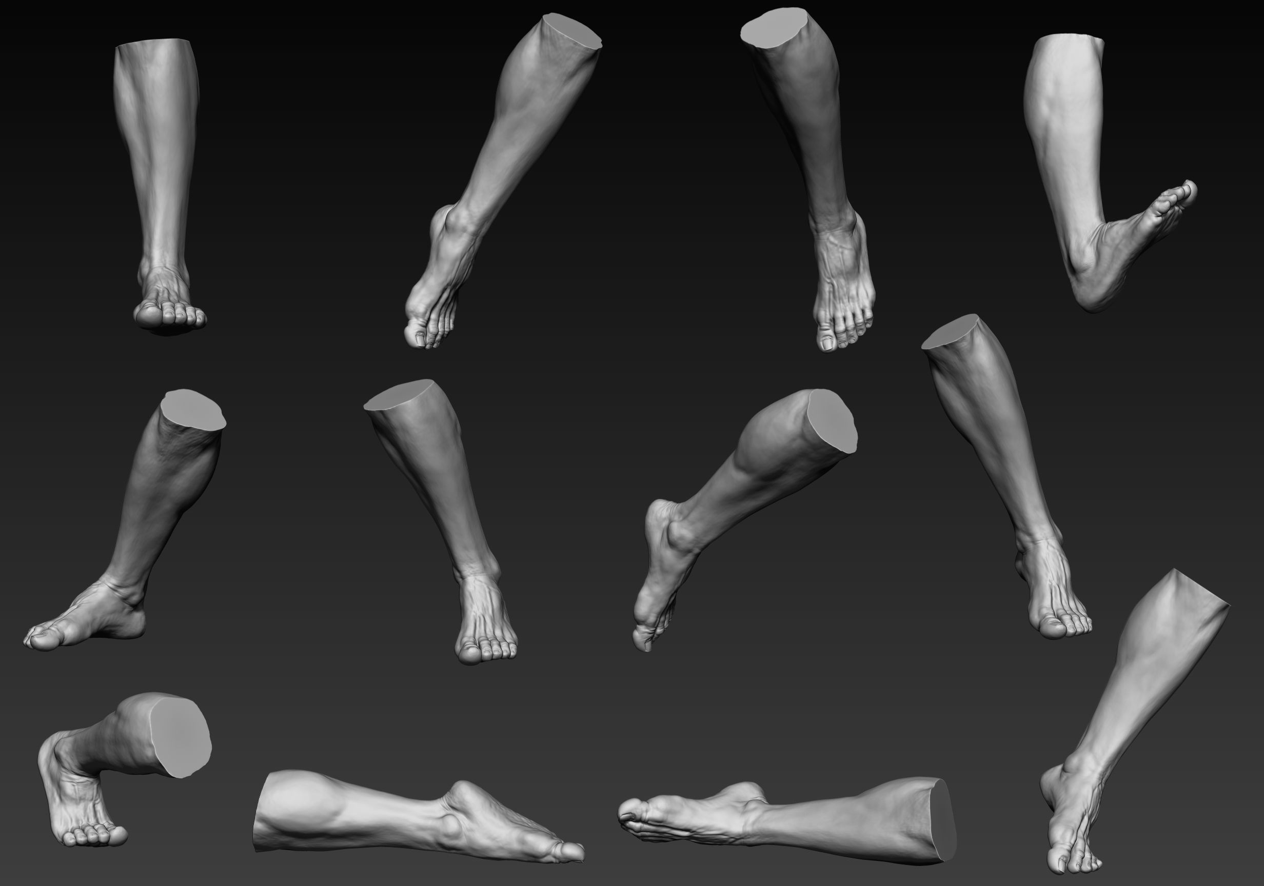 12 Male Feet 3D model_1
