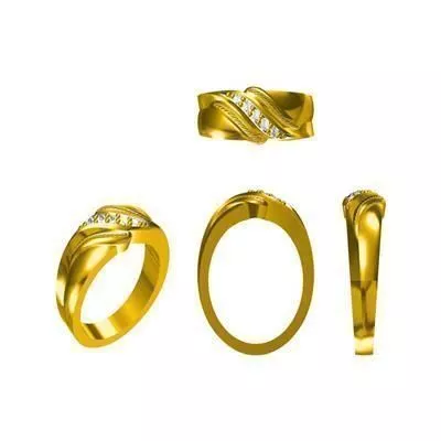Diamond Wedding Ring jewel cad file 3D print model