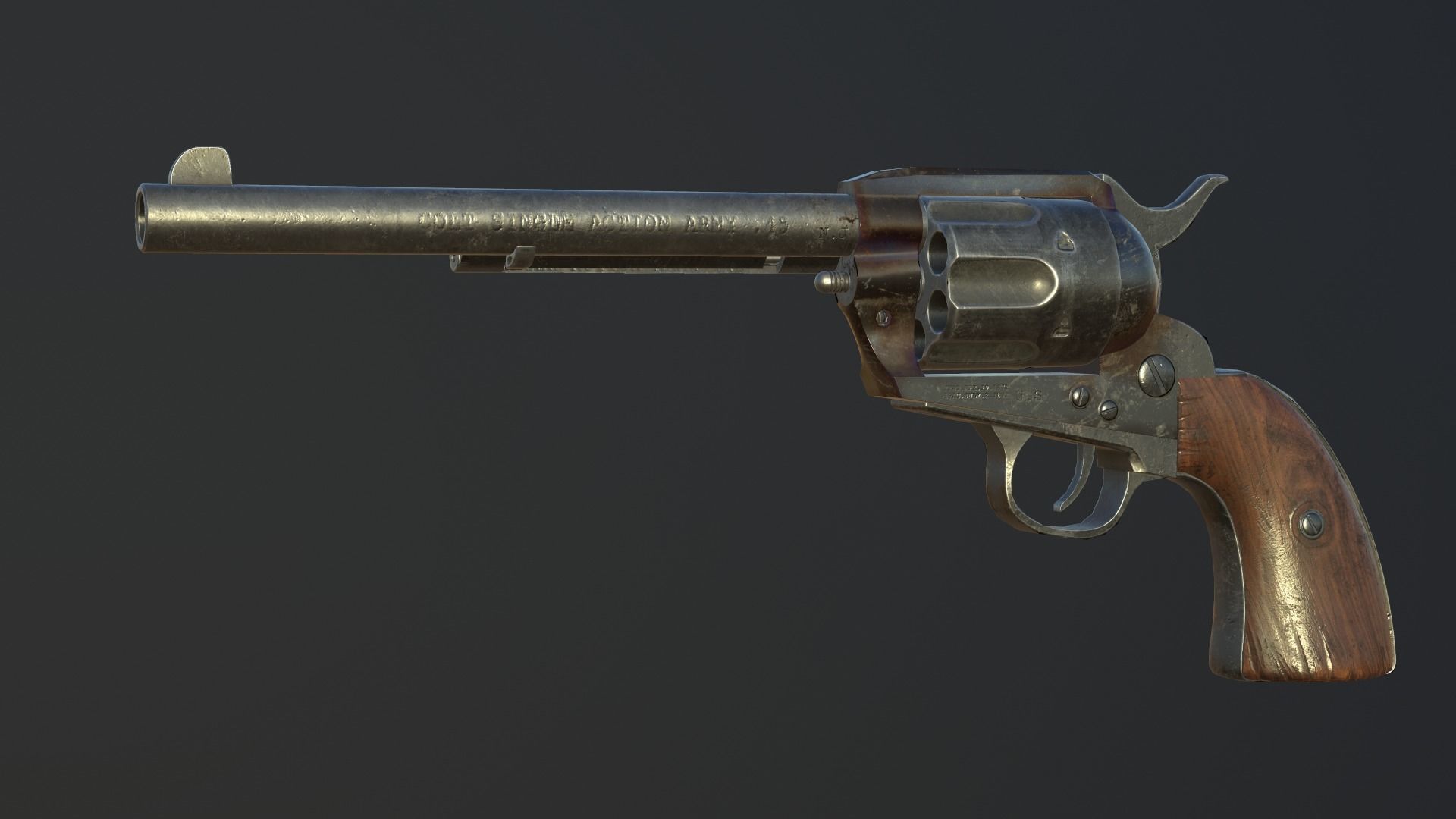 Colt Single Action Army Peacemaker Low-poly 3D model_7