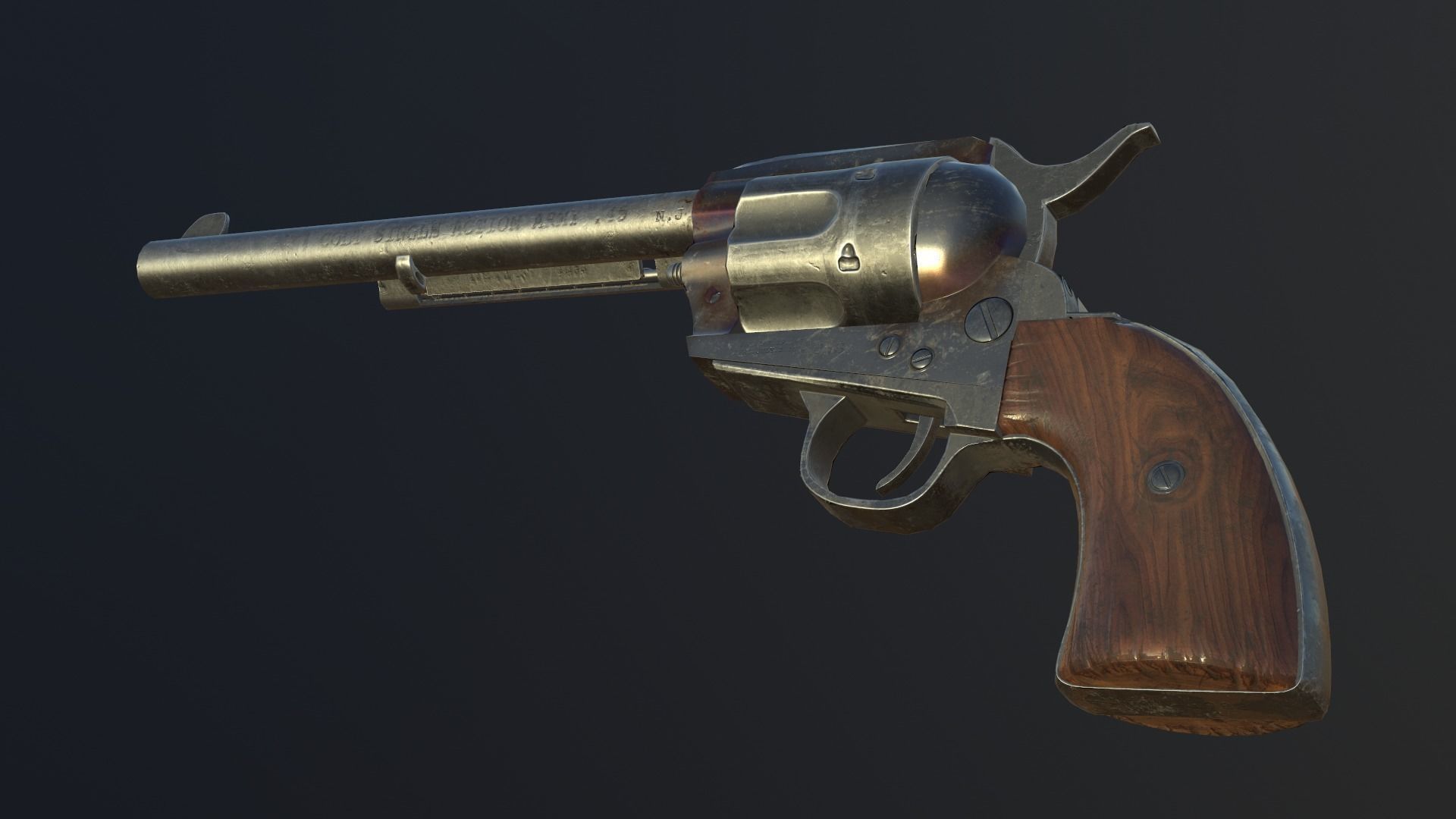 Colt Single Action Army Peacemaker Low-poly 3D model_9