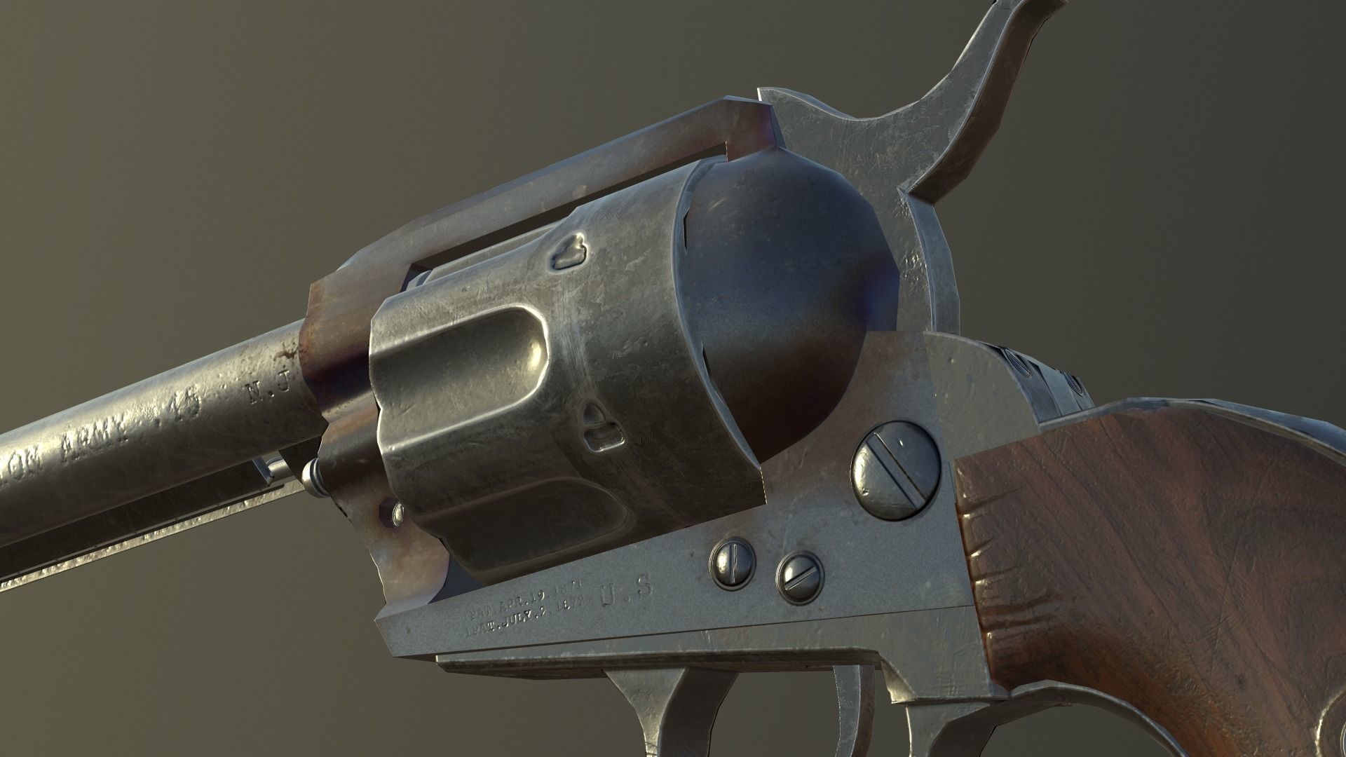 Colt Single Action Army Peacemaker Low-poly 3D model_17