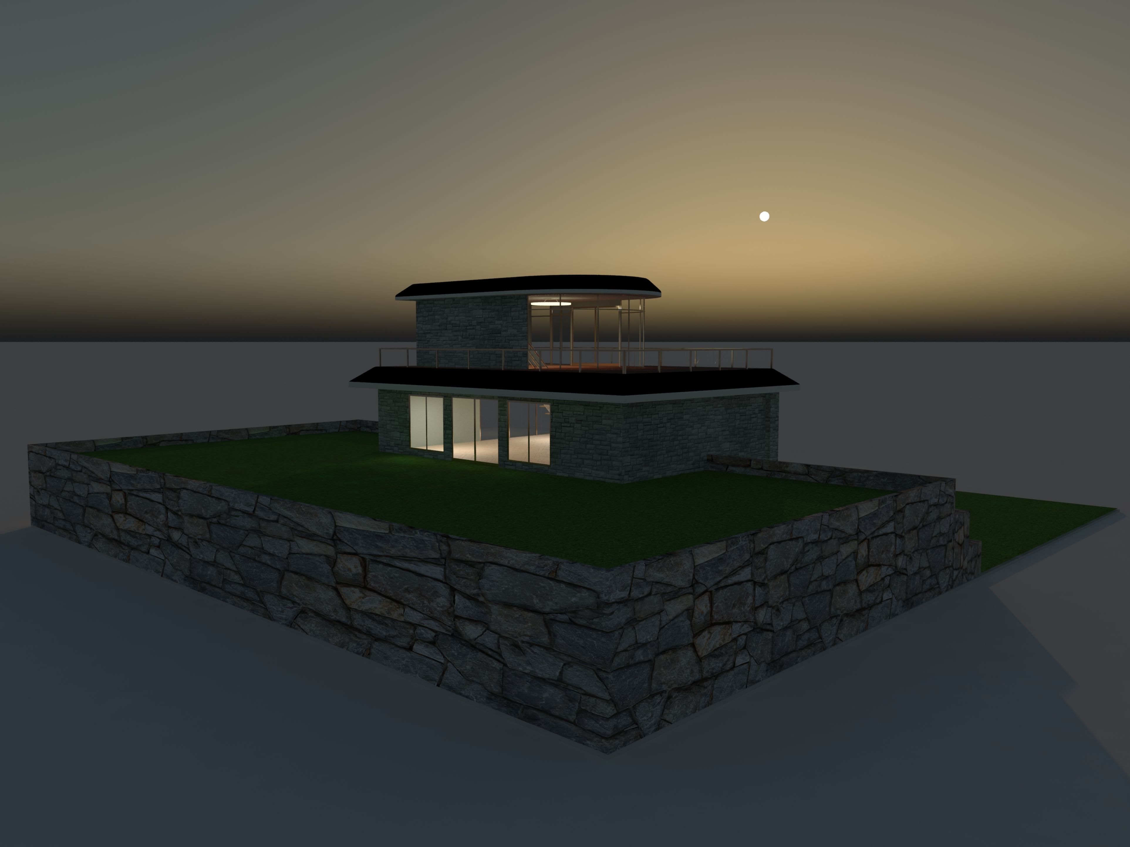 Luxury open plan house 3D model_8