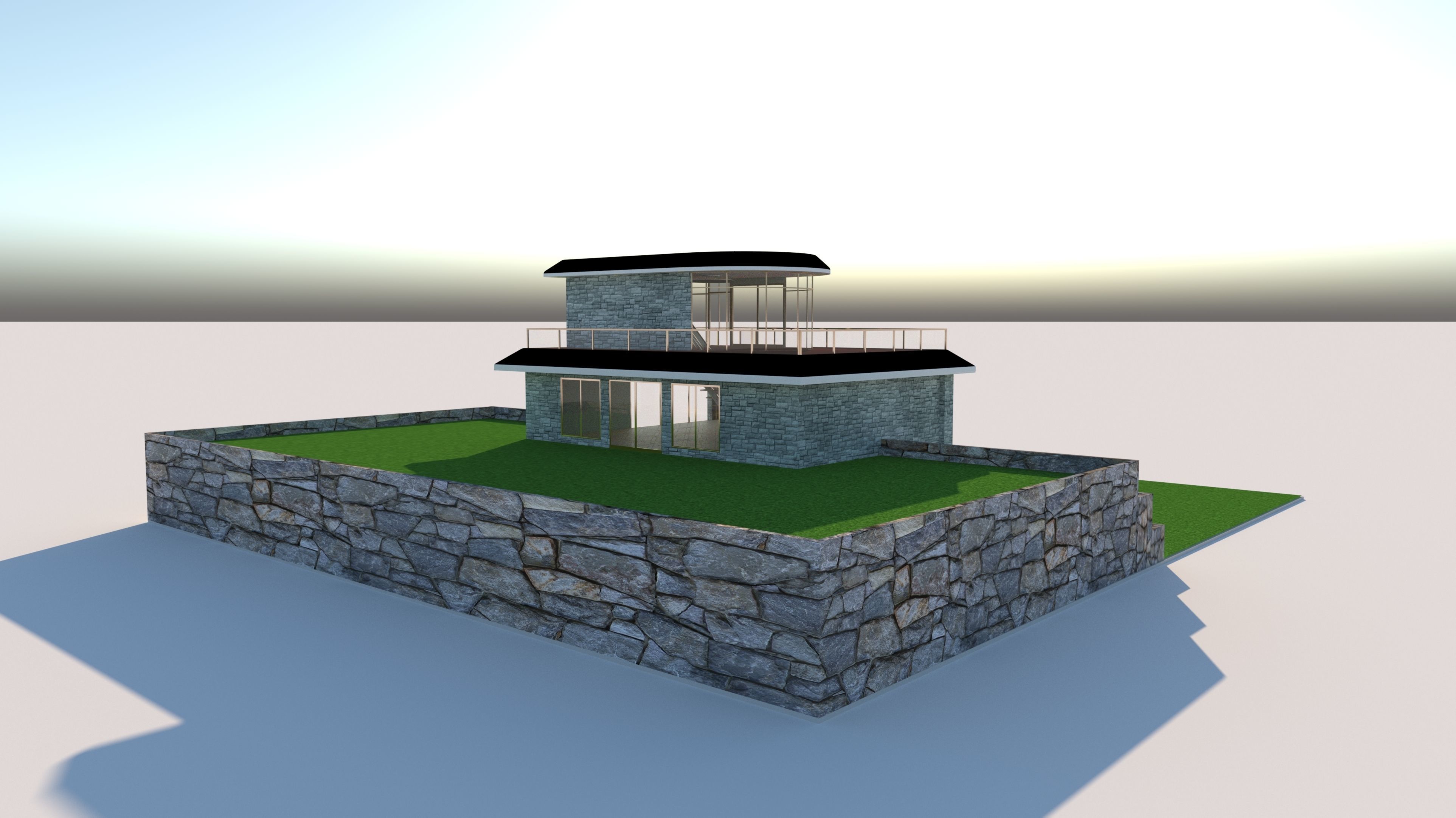 Luxury open plan house 3D model_7